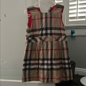 Plaid Kids Dress - Beige and Red